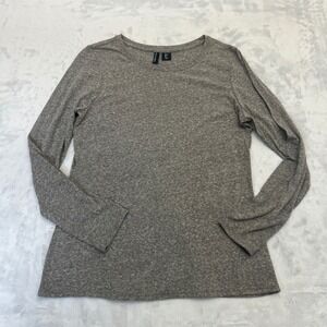 Cynthia Rowley Long Sleeve Top Womens Large Gray Heathered Crew Neck